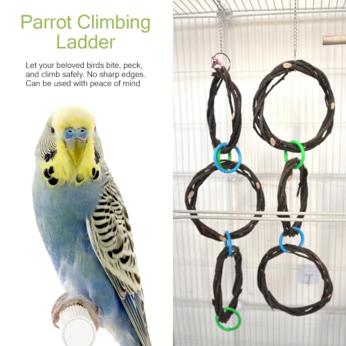 6-Ring Bird Swing Toy,Bird Swing for Cage,Hanging Bird Rope Perch Toy,for Parakeets,Lovebirds,Cockatiels, Sugar Glider Toys and Cage Accessories(DIYjute) - color: DIYwood
