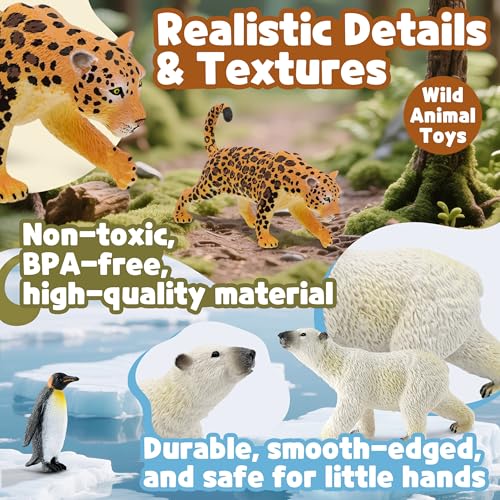 Zippytots 9 PCS Zoo Animal Toys for Kids 3-5 Realistic Plastic Wild Animal Figurine Toys Educational Learning Toy for Kids Boys Girls Toddlers - style: 9-PC Zoo Animal Figures Set