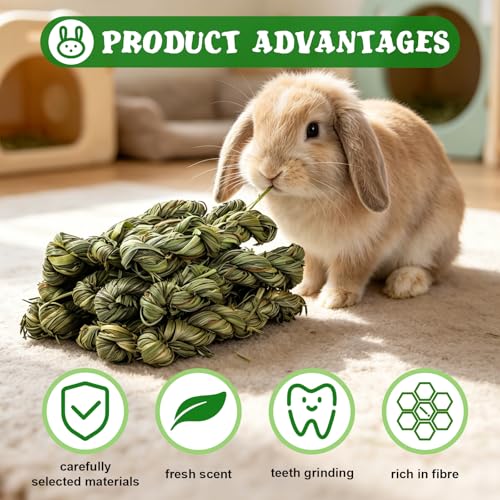 Rabbit Timothy Hay Toy for Bunny Small Animal Treats Natural Grass Stick Chew Toys Snacks Molar Teeth Grinding for Guinea Pigs Chinchillas Hamsters (12pcs)