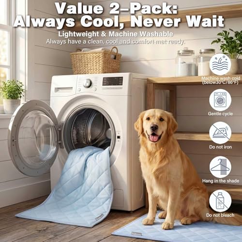 JoyBlooms Cooling Mat for Dogs 2Pack Cooling Pad for Dogs Pad Crate Pad with Elastic Strap,Q-Max 0.46 Cool Anti-Slip Breathable Thin Lightweight Portable Washable Kennel Mats Blue 41" x 28" (XL-Crate) - color: Blue, size: 41" x 28" (XL-Crate)