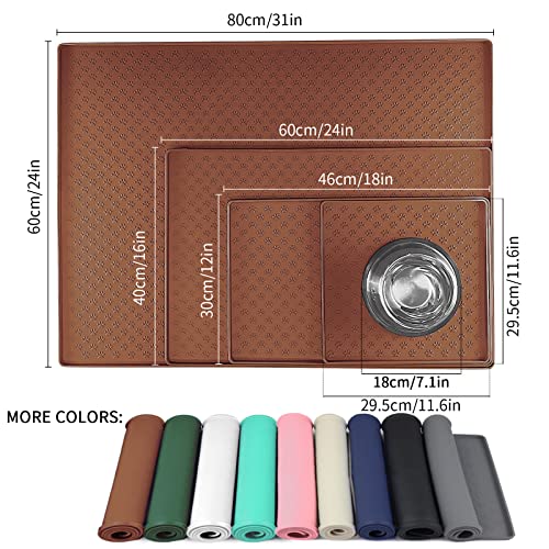 Ptlom Pet Placemat for Dog and Cat, Waterproof Silicone Pet Feeding Bowl Mats for Food and Water, Small Medium Large Dogs Mat Prevent Residues from Spilling to Floor, Brown, 11.8"x11.8" - color: Brown, size: 11.8"L x 11.8"W