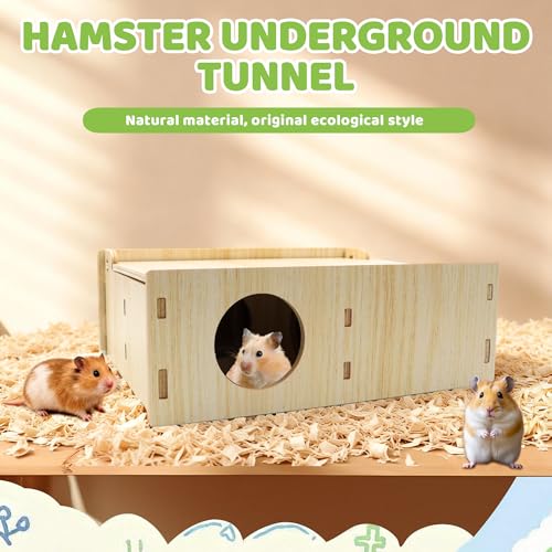 Multi-Chamber Hamster Houses and Hideouts Wooden Hamster Tunnels Toys | Hamster Maze with Flip Cover Secret Peep Shed Hamster Maze Habitat for Mice Gerbils Lemmings & Small Animals
