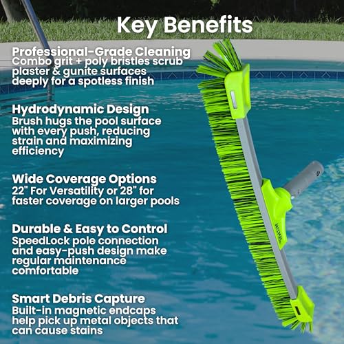 Oreq Animal Pro Pool Brush 22 Inch & 28 Inch – Heavy-Duty Combo Bristle Wall and Floor Cleaning Tool (22")