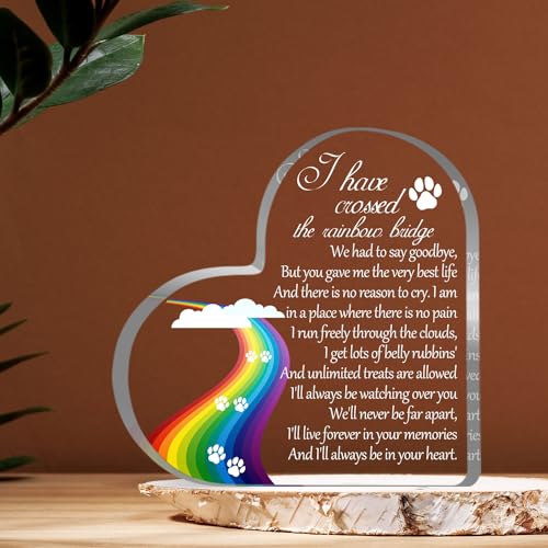 Pet Memorial Gifts, Sympathy Gift for Loss of Dog Cat, Pet Memorial Acrylic Rainbow Bridge Decorations Condolences Gifts for Pet Loss Remembrance Keepsake - color: Rainbow bridge