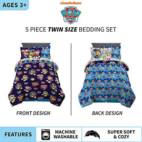 Franco Kids Bedding Super Soft Comforter and Sheet Set with Sham, 5 Piece Twin Size, Paw Patrol Movie - color: Paw Patrol Movie, size: 5 Piece Twin Size