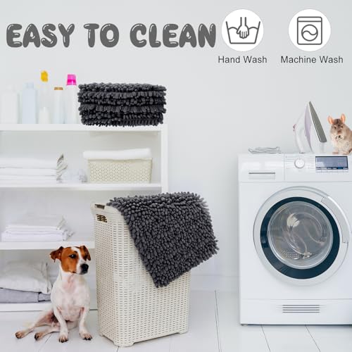 4 Pcs Guinea Pig Cage Liner 12 x 12 Inch Washable Shaggy Chenille Pee Pads Pet Dog Cat Bedding Training Mat Reusable for Small Animals Puppy Bunny Hamster Chinchilla - color: Dark Gray, size: 12 x 12 Inch, style: Shaggy Chenille