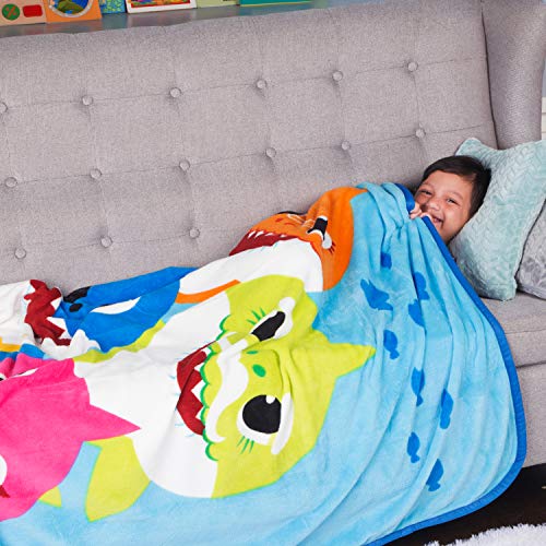 Franco Kids Bedding Super Soft Plush Micro Raschel Blanket, 62 in x 90 in, Baby Shark - color: Baby Shark, size: 62 in x 90 in