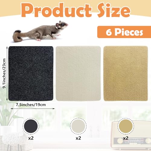 BNOSDM Sugar Glider Climbing Toys 2 Pack Nature Wood Rope Ladder Hanging Bridge Cage Accessories and 6 Piece Sugar Glider Toys Climbing Mats Cage Accessories Scratching Claws Sharpening Pads