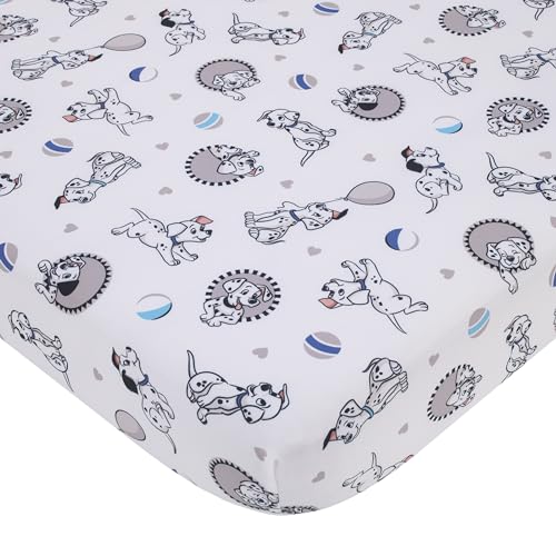 Disney 101 Dalmatians Gray, Black, White, and Blue Puppies Super Soft Nursery Fitted Crib Sheet - color: 101 Dalmatians Gray, Black, White, size: Crib