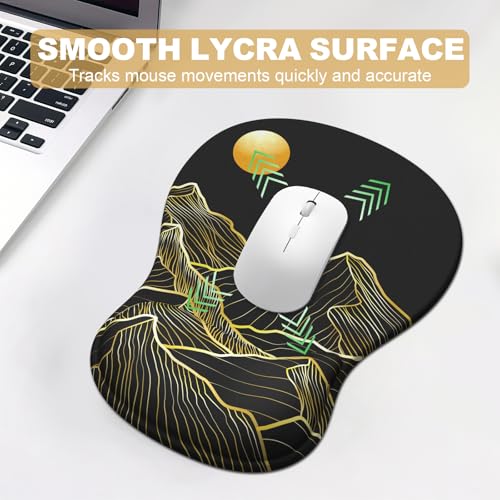 Ergonomic Mouse Pad with Wrist Rest and Keyboard Wrist Rest, Gel Mousepad and Wrist Rest for Computer Keyboard, Pain Relief, Non-Slip PU Base, Black Mouse Pad with Wrist Support for Gaming, Mountain - color: Mountain