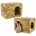 HERCOCCI Extra Large Grass House for Rabbit, Foldable & Comfortable House | Small Animal Hut Play Hideaway Bed Hay Mat Chew Toy For Bunny Guinea Pig Hamster Chinchilla (2 Pack) - color: 2 Pack