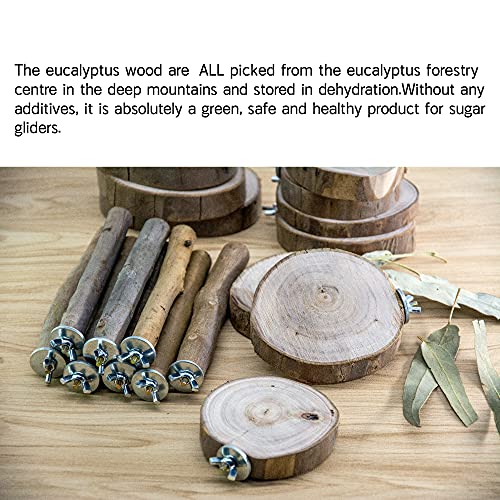 NEOUZA Sugar Glider Cage Stand Pole and Platform Made of Natural Eucalyptus,Molar Paw Grinding Standing Climbing Toy