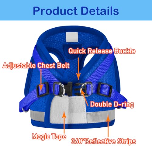 Cat Harnesses and Puppy Harness with Leashes Set, Escape Proof Cat Harness, Adjustable Reflective Soft Mesh Vest Fit Puppy Kitten Rabbit Ferrets's Outdoor Harness - color: Blue, size: XS (Chest: 6" - 8")