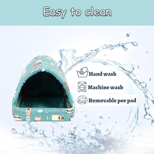 Guinea Pig Hideout Cozy Cotton Washable Tent for Small Animals | Hamster Bed, Portable House Cage Accessories Bunny Hedgehog Mouse Chinchillas Ferrets Bearded Dragons Rats (6.8"x7.4") - color: Blue