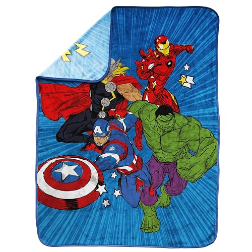 Jay Franco Kids Plush Throw Blanket – Soft & Cozy Fleece Throw for Bedroom & Couch Décor, Official Licensed Product, Blue - Avengers, 40x50 - Travel Blanket - color: Blue - Avengers, size: 40x50 - Travel Blanket