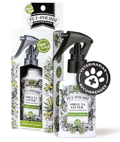 Pet-Pourri Smell Ya Litter Cat Litter Deodorizer Spray, Purrfectly Bamboo 3.4 Fl Oz, Up to 170 Uses,Pet Odor Remover Essential Oils Air,Carpet,Urine,Vet Recommended, Bergamot Bamboo Scent,(Pack of 2) - size: 3.4 Fl Oz (Pack of 2)