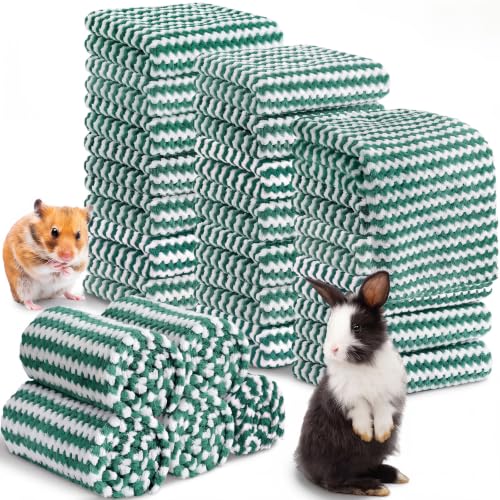 Moukeren 20 Pcs Guinea Pig Fleece Bedding Blankets Bulk Washable Small Animal Fleece Cage Liners Pet Sleeping Mat Cover for Hamster Chinchilla Rabbit Hedgehog (14 x 30 Inch,Modern,Dark Green) - color: Dark Green, size: 14 x 30 Inch, style: Modern