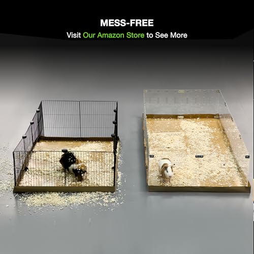 GuineaLoft™ Model-A2 Acrylic Guinea Pig Cage w/Translucent Gauze Lid | Supporting Beams & Connect/Roaming Doors, Large 4x2ft Expandable C&C Cage, Works Also For Bunnies, Button Quails, Hedgehogs - color: Model-A2