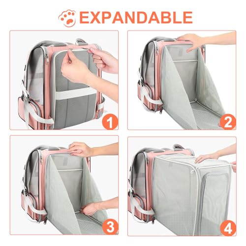 Texsens Innovative Traveler Bubble Backpack Pet Carriers for Cats and Dogs (Expandable-Pink) - color: Expandable-Pink