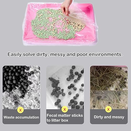 Disposable Small Animal Cage Liner Rabbit Litter Box Liners Tray Film Bags | Quick Cleanup Leak-Proof Pet Toilet Plastic Film Liner for Rabbit Guinea Pig Chinchilla Bird Cage & Litter Pan - style: 100 PCS, 24''