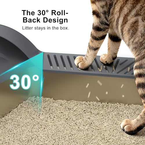 AIPERRO Stainless Steel Litter Box Extra Large for Big Cats and Multi-Cats | Jumbo Extra Large Metal Cat Box with High Sided Lid, Anti-Urine Leakage, Non-Stick,Include Litter Scoop - color: Dark Grey, size: XXX-Large