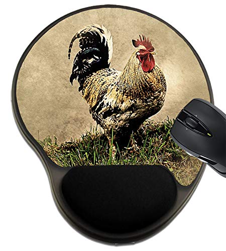 MSD Mousepad Wrist Rest Protected Mouse Pads/Mat with Wrist Support, Design for Farm Chicken Nature Bird Poultry Animal Cock Hen Rooster Fowl Feather Grass