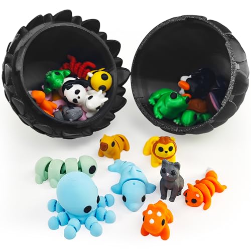 25 pcs Animal Figurines with Dragon Egg, 3D Printed Animal Figurines Set with Dragon Egg, Articulated, Party Favors, Gifts for Boys Girls Toddlers, Office Desk Pets, Classroom Rewards - style: Animal C