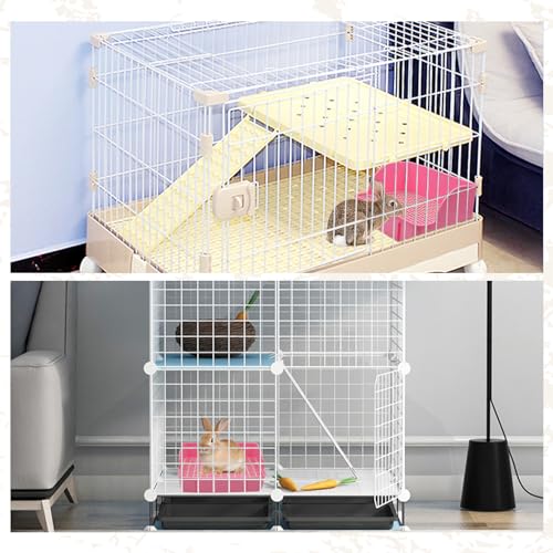 12Pcs Rabbit Litter Box for Cage, Bunny Potty Trainer Corner Guinea Pig Plastic Square Grate Toilet Pet Bedding Litter Box for Small Animal Ferret Hamster Hedgehog (Pink) - color: 【Pink】