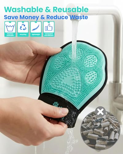 Pet Hair Removal Glove for Dogs & Cats, Double-Sided Grooming Glove | 2-in-1 Pet Grooming Tool, Electrostatic Hair Remover for Clothes & Furniture + Silicone Brush for Deshedding Pets - color: 1PCS