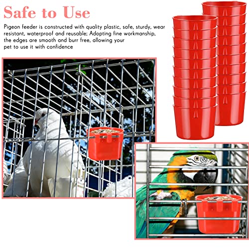 Sumind 60 Pcs Cage Cups Chicken Feeder Birds Hanging Feeders Seed Bowl 8 oz Plastic Water Bowl Hanging Chicken Waterer Feeding Watering Dish Coop Cups for Parrot Parakeet Poultry(Red) - color: Red