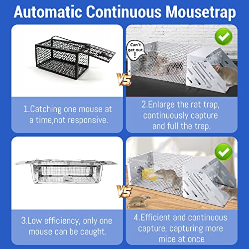 Humane Rat Trap, Automatic Cycle Mouse Trap, No Kill Live Mouse Catch, Mice Trap Cage for Indoor and Outdoor Small Animal - Mouse Voles Hamsters Live Cage Catch and Release (Rat Trap B) - style: Rat Trap B