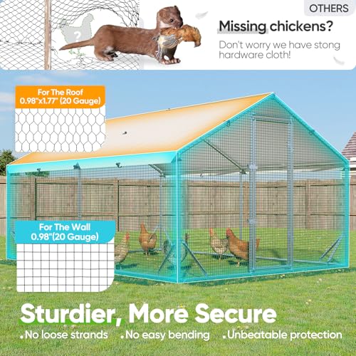 Quictent Large Metal Chicken Coop Run for 20+ Poultry w/Side Hardware Cloth | Waterproof Cover, Advanced Series Outdoor Walk-in Cage Hen Duck Rabbit Dog Pen Yard Farm House, 12x9x6.6FT - color: White, size: 142.4"L x 107.3"W x 78.0"H