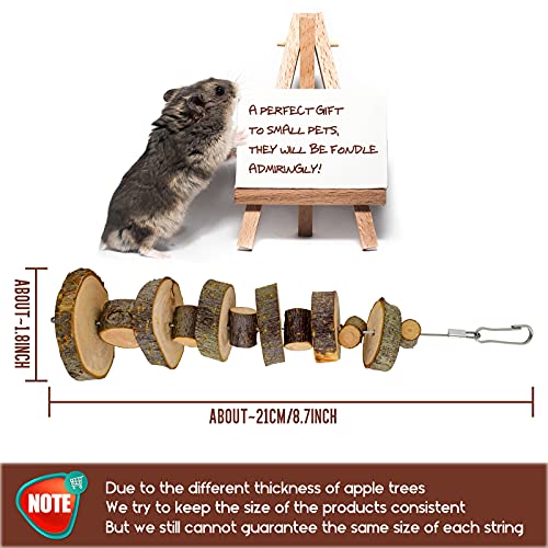 Small Animal Chews Toy Apple Wood Block Cage Hanging Molars Treats Snack | for Hamsters Rabbits Bunny Bird Parrots Chinchilla Guinea Pig Gerbils Squirrels, 2 Pack