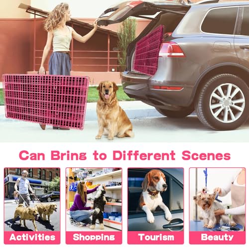 BLKMTY Foldable Dog Crate, Wire Metal Dog Cage, Medium 36-Inch, Pink - color: Pink, size: 36.0"L x 22.0"W x 25.0"H