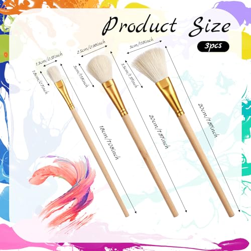 3 Pieces Mop Brush, Goat Hair Brushes, Goat Hair Blending Leaf Sweeper, Gold Leaf Brushes for Gold Leaves Sheets