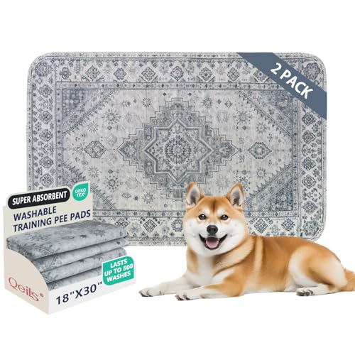 Washable Pee Pads, Super Absorbent Puppy Pads, 2 Pack 18"x30" | Reusable Dog Training Pads, Leakproof With Waterproof Non-Slip Backing For Crates, Floors, Indoor Potty & Furniture - color: Gray Medallion, size: 18"*30"(Pack of 2)
