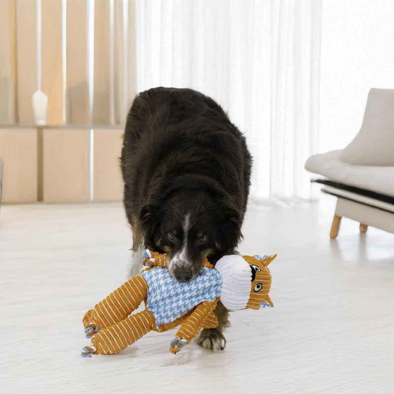 KONG Floppy Knots - Durable No‑Stuffing Squeaky Rope & Plush Dog Toy - for Teething, Playing (Fox, Extra Large) - color: Fox, size: Extra Large