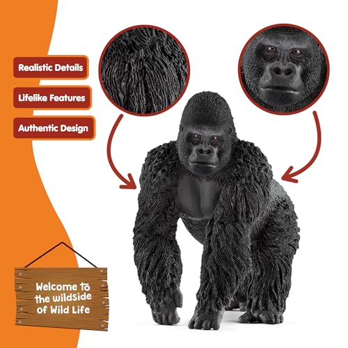 Schleich Wild Life Realistic Male Gorilla Animal Figurine - Authentic Detailed Wild Male Gorilla Toy for Boys and Girls Education Imagination and Play, Highly Durable Gift for Kids Ages 3+