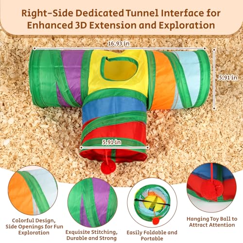 Wooden Guinea Pig Hideout Cave House, Guinea Pig Castle with Natural Cave-Style Entrance, Large Small Animal Habitat with Stairs, Waterproof Liner, Easy Assembly for Guinea Pigs, Rabbits & Hamsters - color: Tunnel Hideout