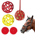 Goat Feeder Hanging Feeding Toy,Horse Treat Hay Feeder Toy, Durable TPR Feeding,for Horse Goat Sheep Relieve Stress,Stretch-Resistant Design(2pcs,Red+Yellow)