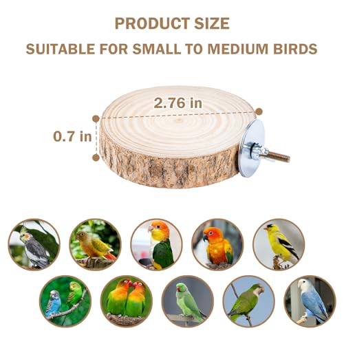 Bird Perches for Cage, 4PCS Natural Wood Bird Cage Accessories for Bird Stand, Round Parrot Flat Perch for Parakeets, Budgies, Cockatiels, Lovebirds, Conures(2.76 inches) - size: 2.76 inches