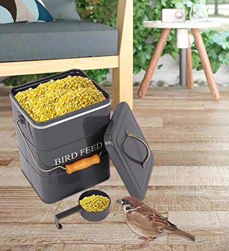 Bird Feeder,Bird Food Jar Pet Food Storage Airtight Food Storage Container-Gray - color: Gray
