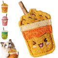 Natural Loofah Chew Cat Toys Janpanese Style, Dental Care Silvervine Sticks for Indoor Cats and Kittens, Milk Tea Cup-Shaped Catnip Treat Toys (Brown) - color: Brown