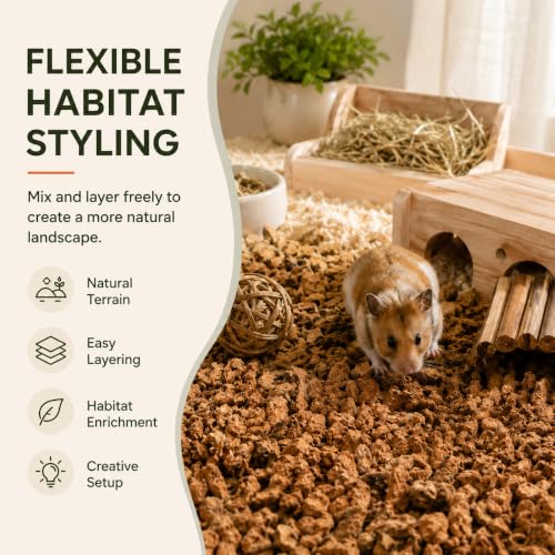 Natural Large Cork Hamster Bedding, Soft Digging Substrate for Small Animals | Natural cork bedding creates a soft digging habitat for hamsters, gerbils, mice and other small animals - size: Large