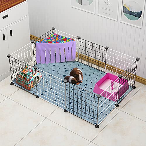 RIOUSSI Guinea Pig Hideout Hideaway Corner Fleece Toys Cage Accessories | Reversible Sides | Soft Fleece Fabric | Come with Hooks | Guinea Pig Hammock for Small Animals | Purple, Triangle - color: Purple