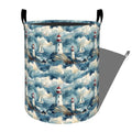 Nautical Lighthouse with Sailboat Scene Laundry Basket with Handles, 19.7"x15.7" Clothes Foldable Laundry Hamper Organizer for Dorm Nursery Bedroom Bathroom Decor, Toy Storage Bin for Kids - style: Lighthouse08