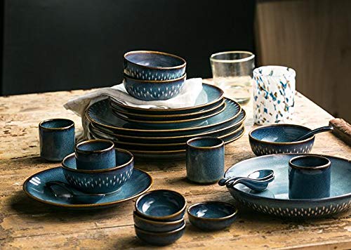 Colias Wing 2.5 Inch Vintage Blue with Brown Edge Stylish Design Multipurpose Porcelain Side Dish Bowl Seasoning Dishes Soy Dipping Sauce Dishes-Set of 4-Blue - color: Type B, size: 2.5 Inch