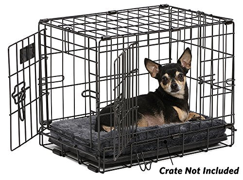 MidWest Homes for Pets QuietTime XXS Dog Bed - Gray Faux Fur Bolster, Ultra-Soft and Machine Washable, Fits 18-Inch Crates and Carriers, for Small Dogs and Cats - color: Grey, size: 18 Inch