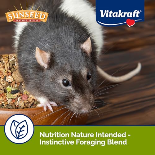 Sunseed Vita Prima Rat and Mouse Food 2lb. Resealable Bag - Supports Instinctive Foraging - Blended with Grains Added Vitamins and Minerals Ingredients - No Artificial Colors Flavors or Preservatives