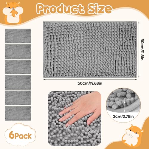 6 Pcs Guinea Pig Cage Liner, 20x12 Inch Washable Fleece Bedding Mats | Reusable Guinea Pig Bedding & Pee Pads for Small Animals, Rabbit - color: Gray, size: 20x12 Inch
